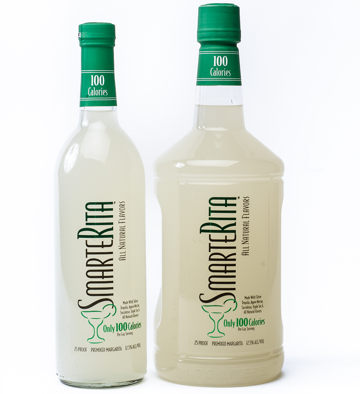 Smarterita premixed margarita beverage available in glass or PET packaging.